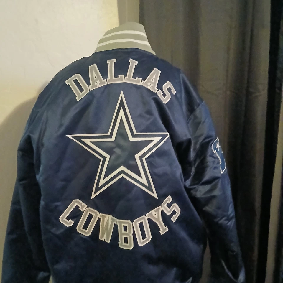 Chaqueta Bomber Mitchell & Ness Throwbacks Dallas Cowboys Botón Satinado XL NUEVA CON ETIQUETAS Foto 2 de 3
