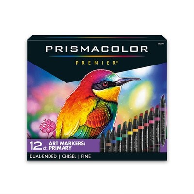 Premier Dual-Ended Art Markers, Chisel and Fine Tips, Primary Colors, 12 Coun...