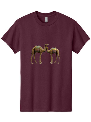 Two-Camels-1 Mens Graphic Tee, 100% Cotton, Casual Summer Wear