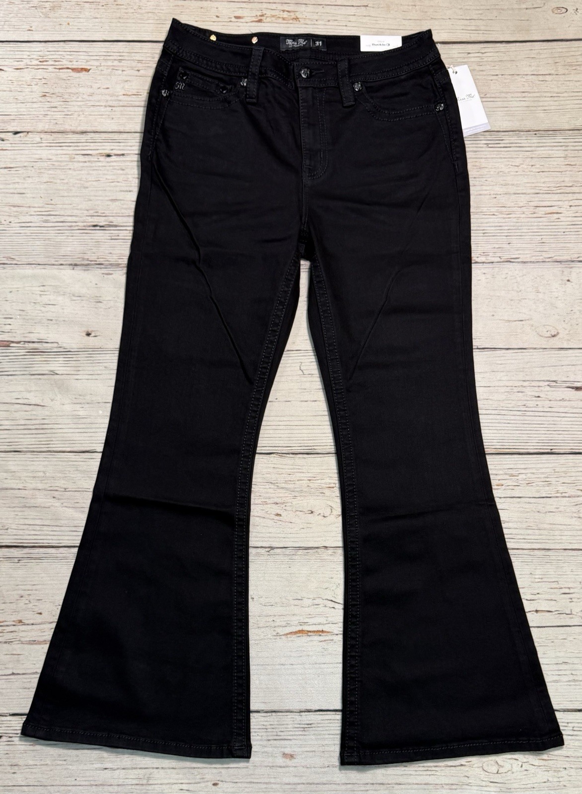 Miss Me High-Rise Flare Jeans Women's Sz 31 Black Slim Fit