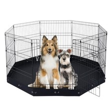 NEW  Dog Playpen 8 Panels Foldable Metal Dog Exercise Pen With Bottom Pad 30"H