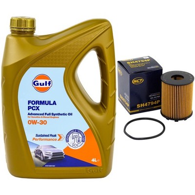 Motoröl Set Gulf Formula PCX 0W-30 4 Liter + Ölfilter für Alfa Romeo Fiat Jeep
