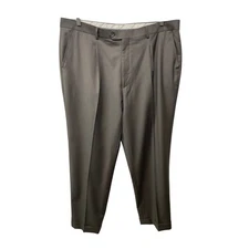 Mantoni Super Wool Dress Pants Men 40 Gray Straight Pleat Front Italy Office