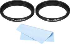 37Mm-39Mm Metal Step up Ring with Cleaning Cloth, 2 Pack Camera Lens Filter Adap