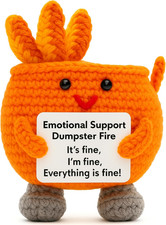 Emotional Support Dumpster Fire Crochet, Handmade Positive Support Gift
