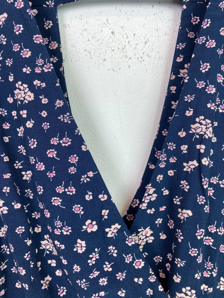 Jack Wills Navy Pink Floral Sleeveless Skater Dress Mini V Neck Summer UK 10 - Image 4 of 4