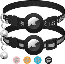 2 Pack Airtag Cat Collar Breakaway with Bell,Reflective Kitten Collar with Apple