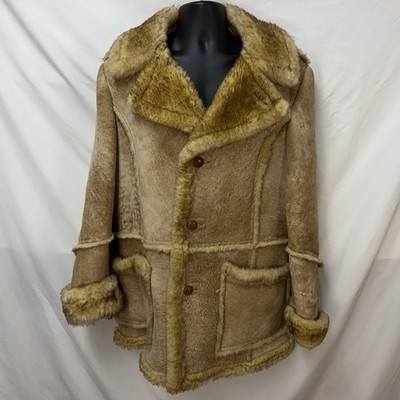 VINTAGE GINO LEATHERS SHEEPSKIN SHEARLING RANCHER MARLBORO MAN COAT SIZE 42 USA