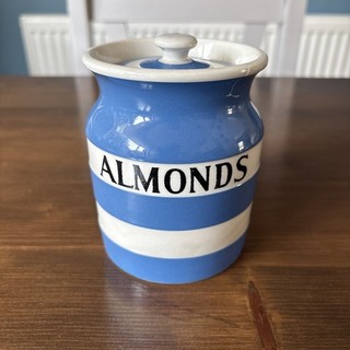 T G Green Cornishware ALMONDS Storage Jar Black Shield 11cm Read Description ￼