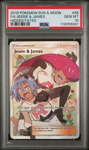 Jessie & James #68 2019 Pokemon Sun & Moon Hidden Fates PSA 10 250001