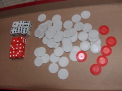 Axis And Allies Dice Red * Gray round plastic Discs  pieces markers