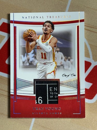 2020-21 National Treasures Trae Young Game Used Tag Patch #1/1 SSP