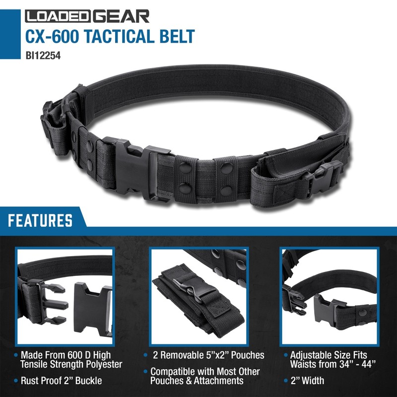 Barska Loaded Gear CX-600 Tactical Gear Combat Duty Black Belt Pouch, BI12254