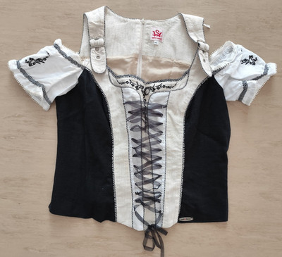 Spieth & Wensky Trachtenbluse Trachtenmieder Weste, Schwarz/Beige, Gr. 46, Top