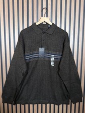 New Pierre Cardin Polo Sweater Large Mens Brown Relaxed Striped Trim Knitted Top