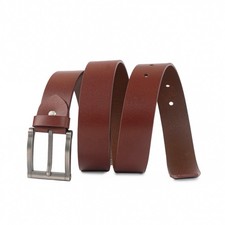 Made In USA Brown Cowhide Leather One Piece Casual Belt With Silver Buckle