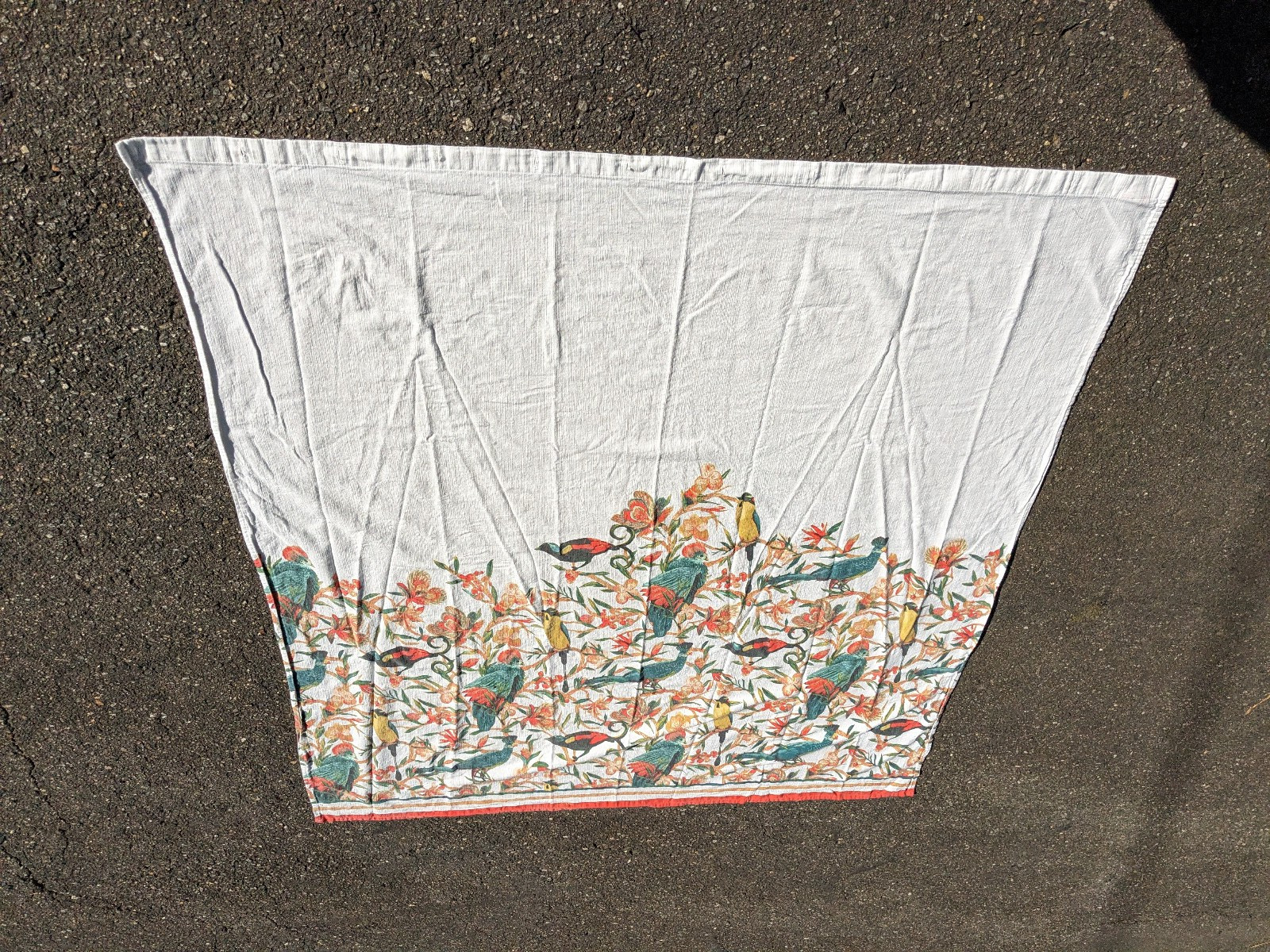 OPALHOUSE JUNGALOW FLORAL BIRDS TEAL GREEN YELLOW WHITE (1) SHOWER CURTAIN 71X72