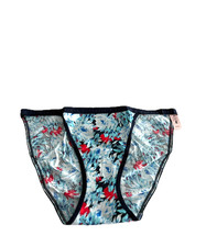 Victoria's Secret Stretch Cotton String Bikini Panty Blue Floral