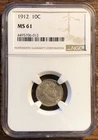 1912 Barber Dime - NGC - MS 61