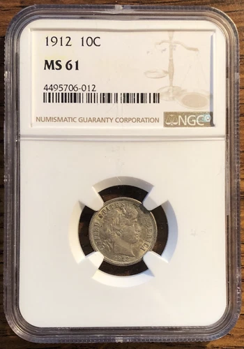 1912 Barber Dime - NGC - MS 61