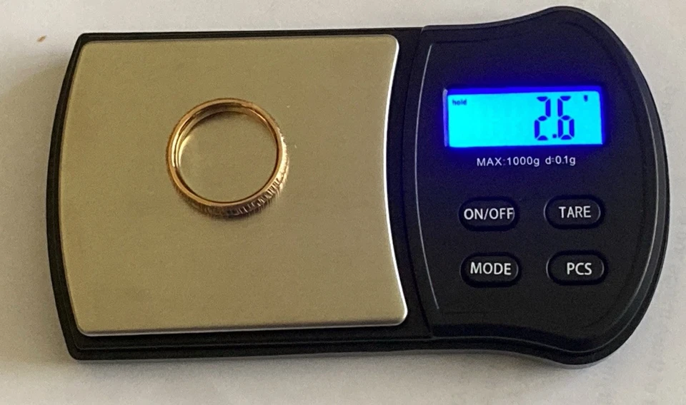 Alianza de boda italiana de oro amarillo macizo de 18k, acabado florentino, talla 9, 2,6 g Foto 4 de 4