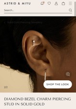 ASTRID & MIYU Diamond Bezel Yellow Gold Dangle, Charm £235