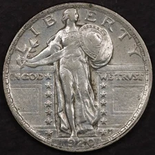 1920 25c Standing Liberty Quarter - AU Cleaned