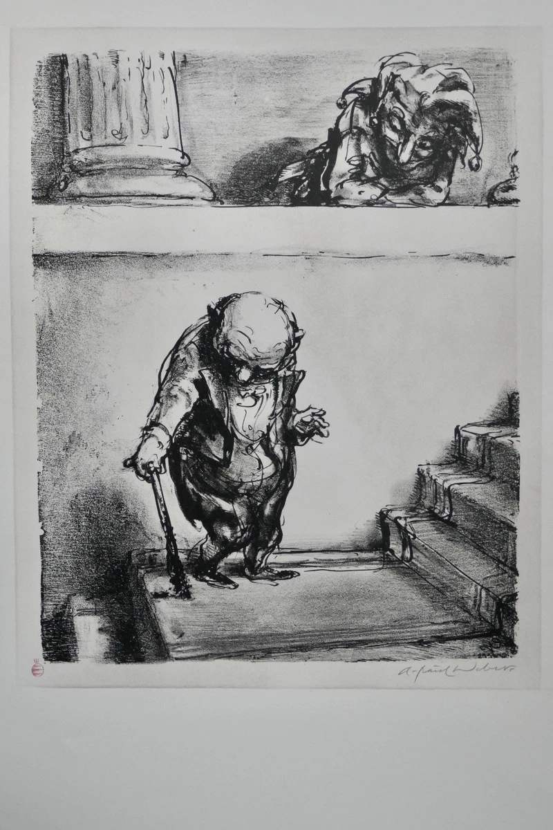 A. Paul Weber, Original Lithographie 1972, signiert, Dreck am  Stecken