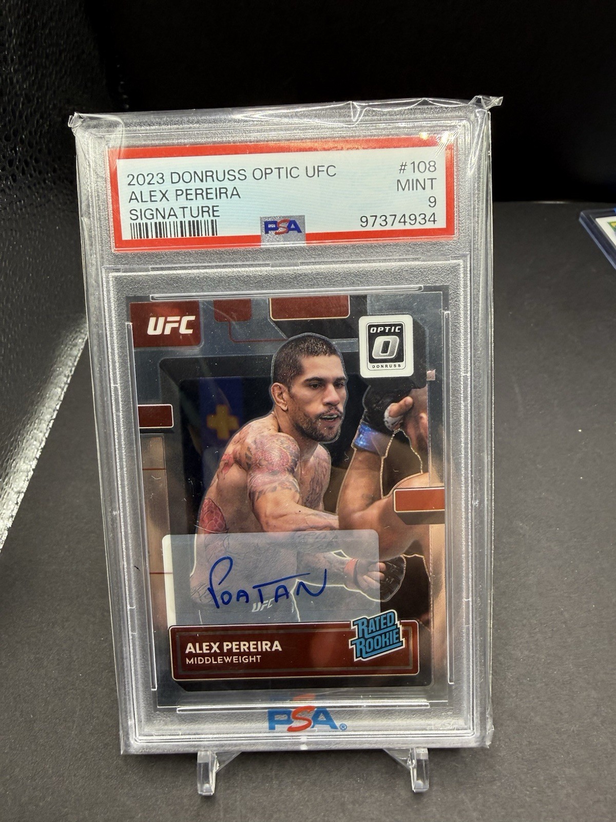 2023 Donruss Optic UFC Alex Pereira Signatures Rated Rookie Auto #108 PSA 9