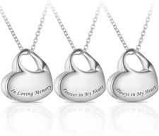 3 Pack Cremation Jewelry for Ashes Heart Urn Necklaces for Ashes, Urn Locket for