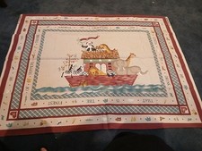 Vtg Prefab Baby Quilt Panel NOAH'S ARK Theme 33"x44"