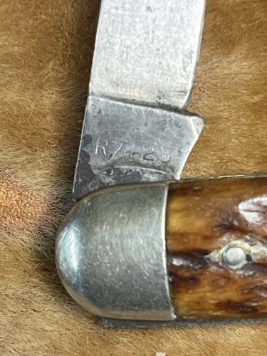 1924-33 Remington Bone UMC 2-blade Crest Shield R7423 Sleeveboard Pen Knife ETCH - Picture 8 of 14