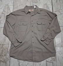 70s Big Mac Button Up Dark Gray Men Large Work Long Sleeve Shirt
