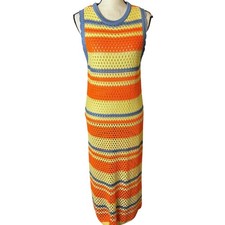 FRNCH Paris Chelsy Knit Dress Striped Sleeveless Summer Beach Cover Up M