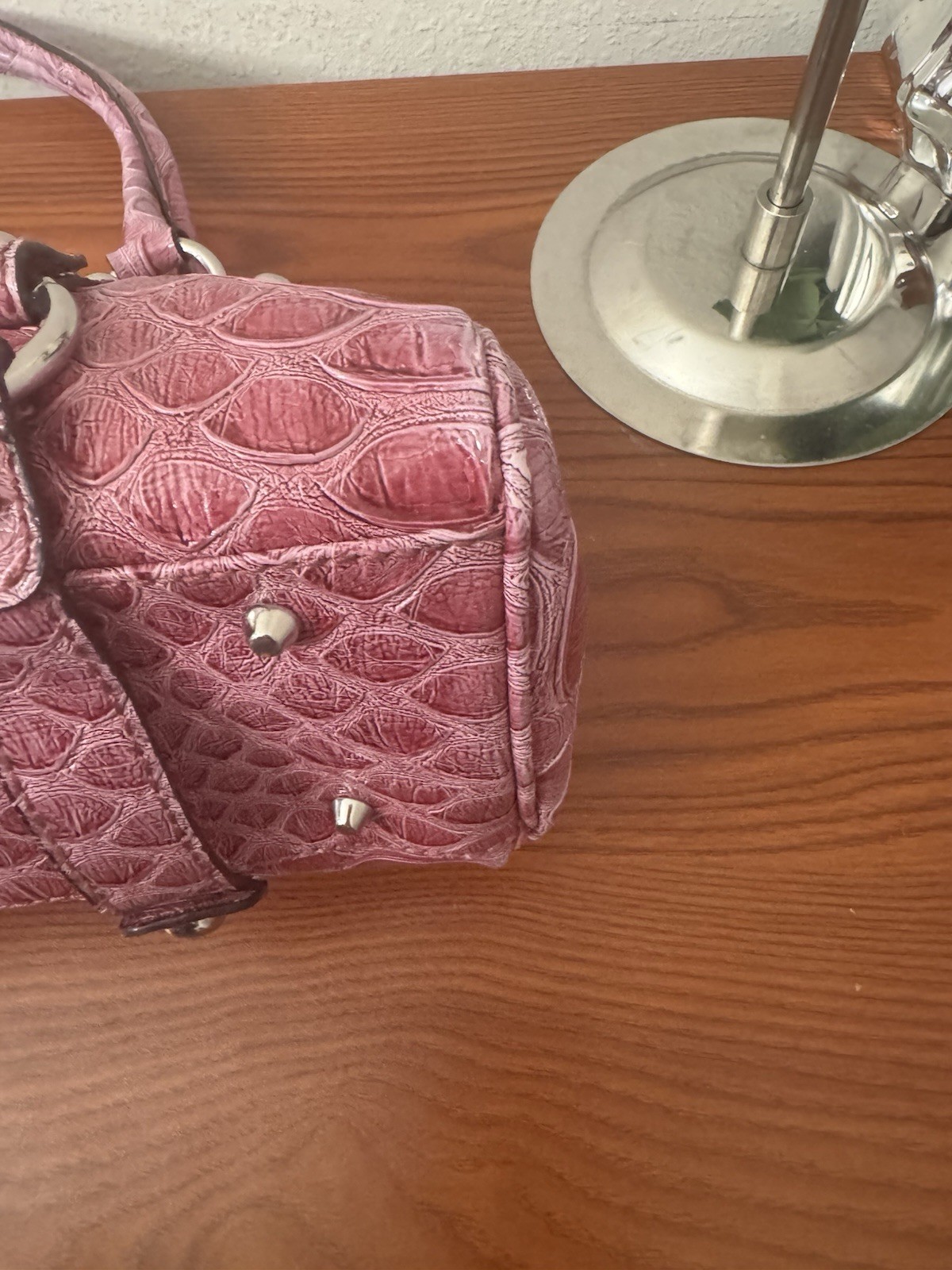 RARE Vintage Y2K pink Guess  studded buckle croc … - image 7