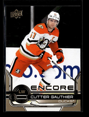 2024-25 Upper Deck Encore Gold Parallel E-21 Cutter Gauthier Anaheim Ducks