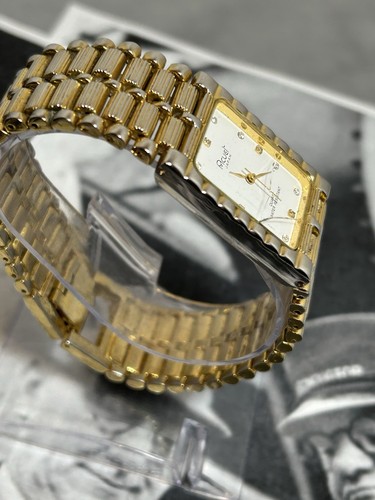 Vintage Men’s Gold Tone Tank Style Acuet Quartz Watch. Runs Great Keeps Time - Picture 4 of 9