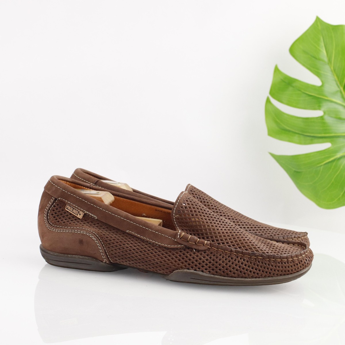 Pikolinos Mens Loafer Size 43 10 Brown Suede Perforated Slip 