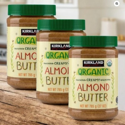 3 PACK Kirkland signature USDA ORGANIC Creamy Almond Butter 27 oz each 