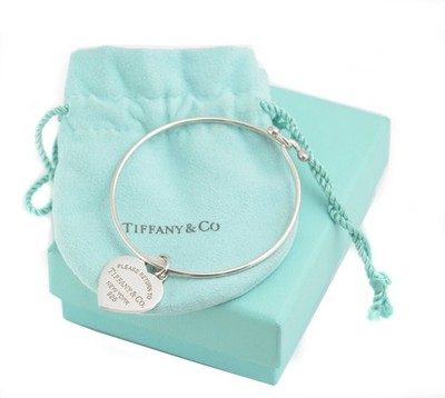 Tiffany & Co Sterling Silber Draht Armreif - Emaille Return To Tiffany Herz Charm