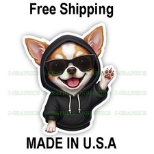 Chihuahua Cool Dog Peeker Peeking Vinyl Decal Sticker Funny Pet A