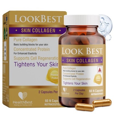 HealthBest Skin Collagen Supplement for Women & Men - 60 Capsules Free Shipping