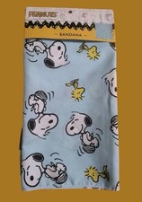 PEANUTS SNOOPY WOODSTOCK BANDANA SCARF HANDKERCHIEF LT. BLUE 21 X 21 HEAD WRAP