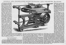 SALMON & CROSSLAND Stone Grinding & Polishing Machine Antique Print 1880