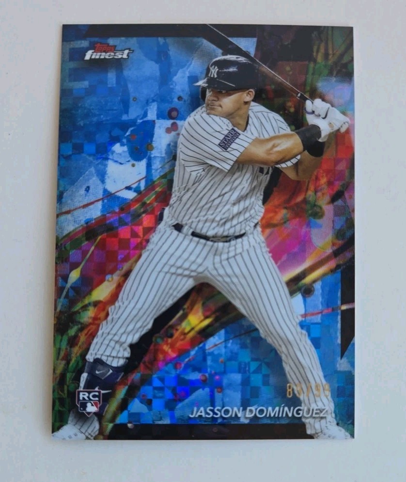 2024 Topps Finest - Common Jasson Dominguez #83 Blue Checkerboard Refractor /99