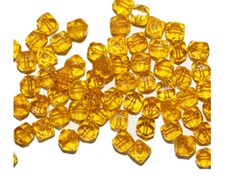 Citrine Yellow Roughcut Czech Pressed Glass Beads 4mm pack of 70 
