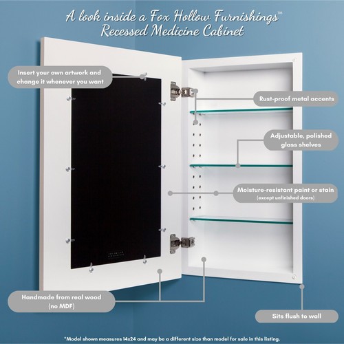 Landscape 14"W X 11"H Recessed Medicine Cabinet w/ picture frame door NO MIRROR - 第 2/41 張圖片
