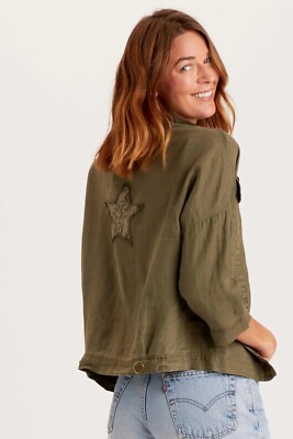 XCVI Colbert Star Jacket, Green- NWT Size XS