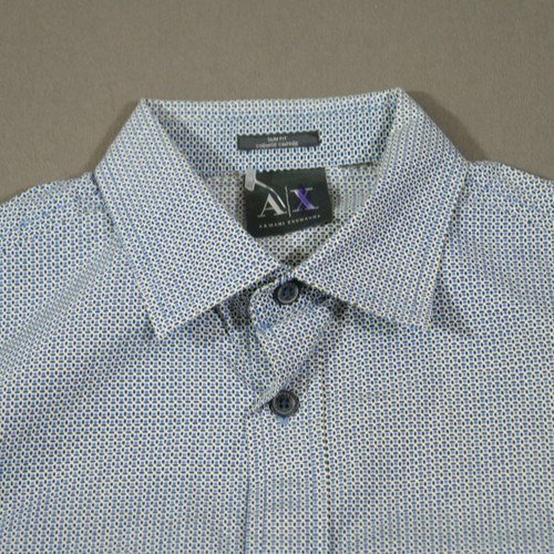 Armani Exchange AX Shirt Mens Small Blue Button Up Long Sleeve Casual Logo - Picture 3 of 15