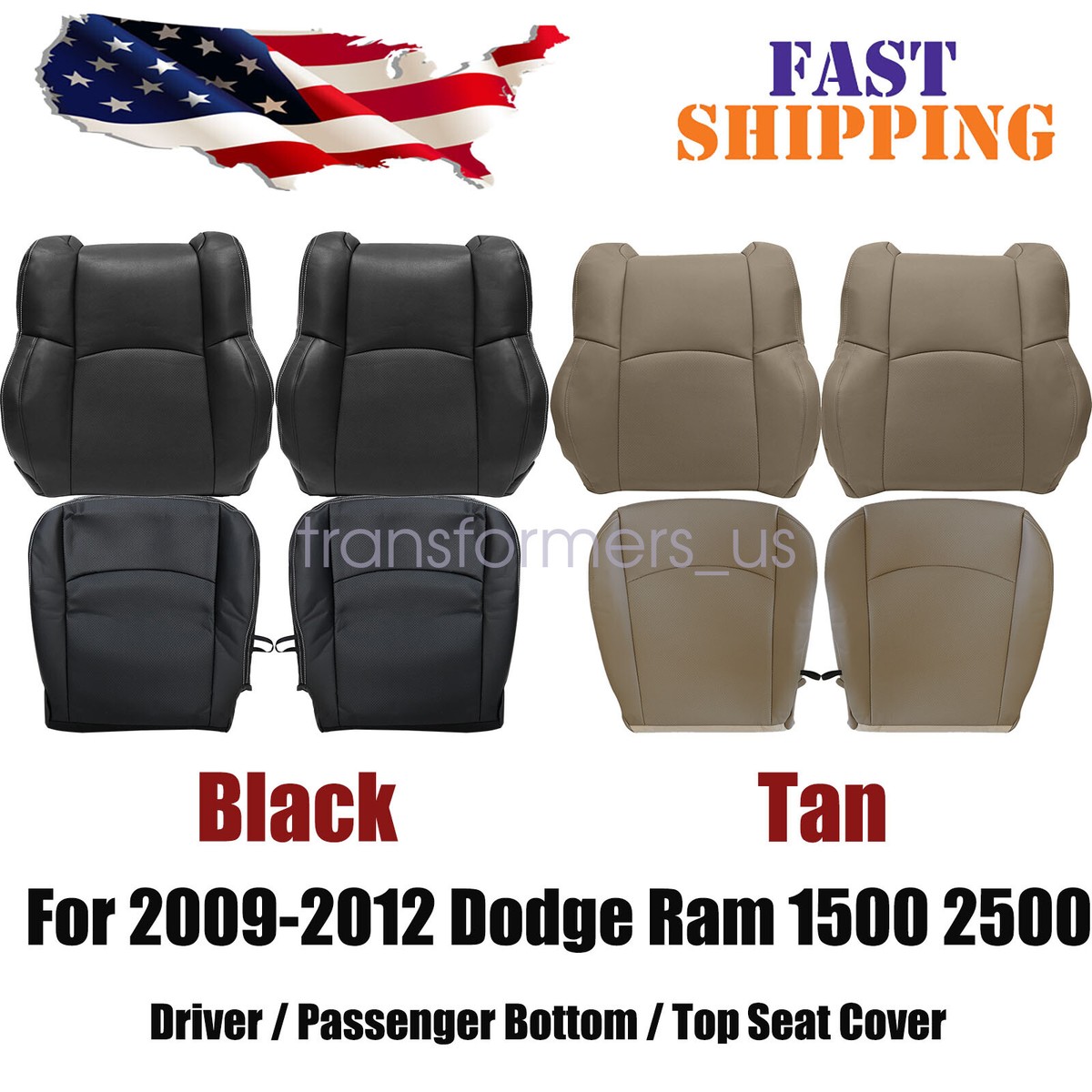 2009-2012 Fits Dodge Ram 1500 2500 Laramie Perf Leather Seat Cover 